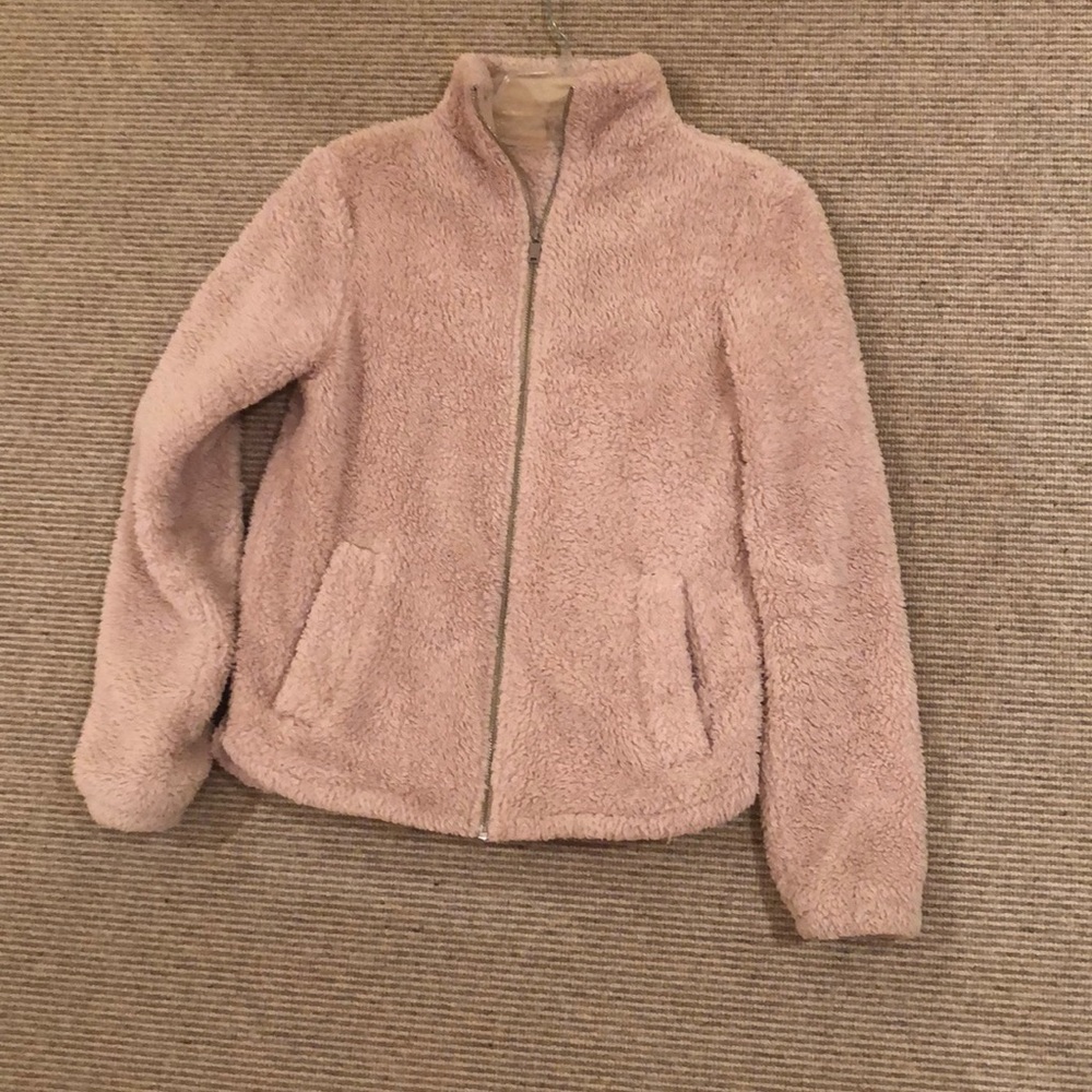 Fuzzy zip up teddy bear jacket